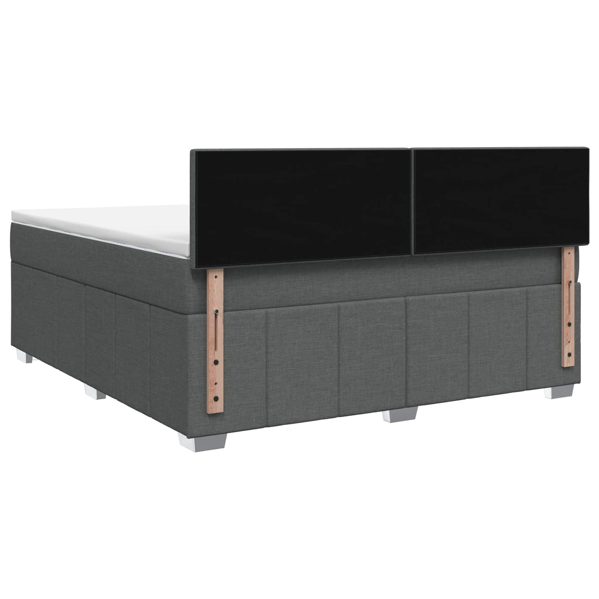 Box Spring Bed with Mattress and LED Dark Grey 153 x 203 cm