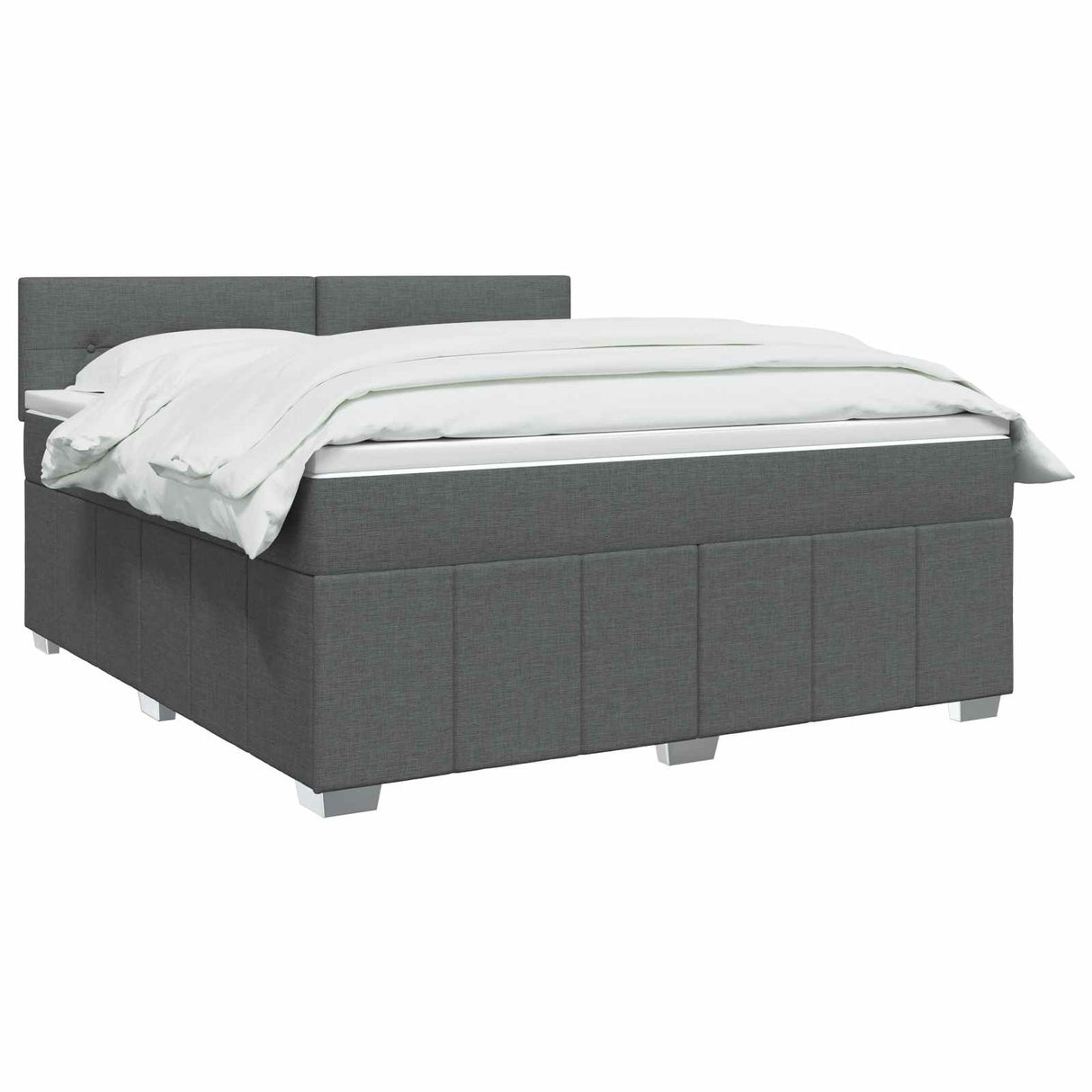 Box Spring Bed with Mattress and LED Dark Grey 153 x 203 cm