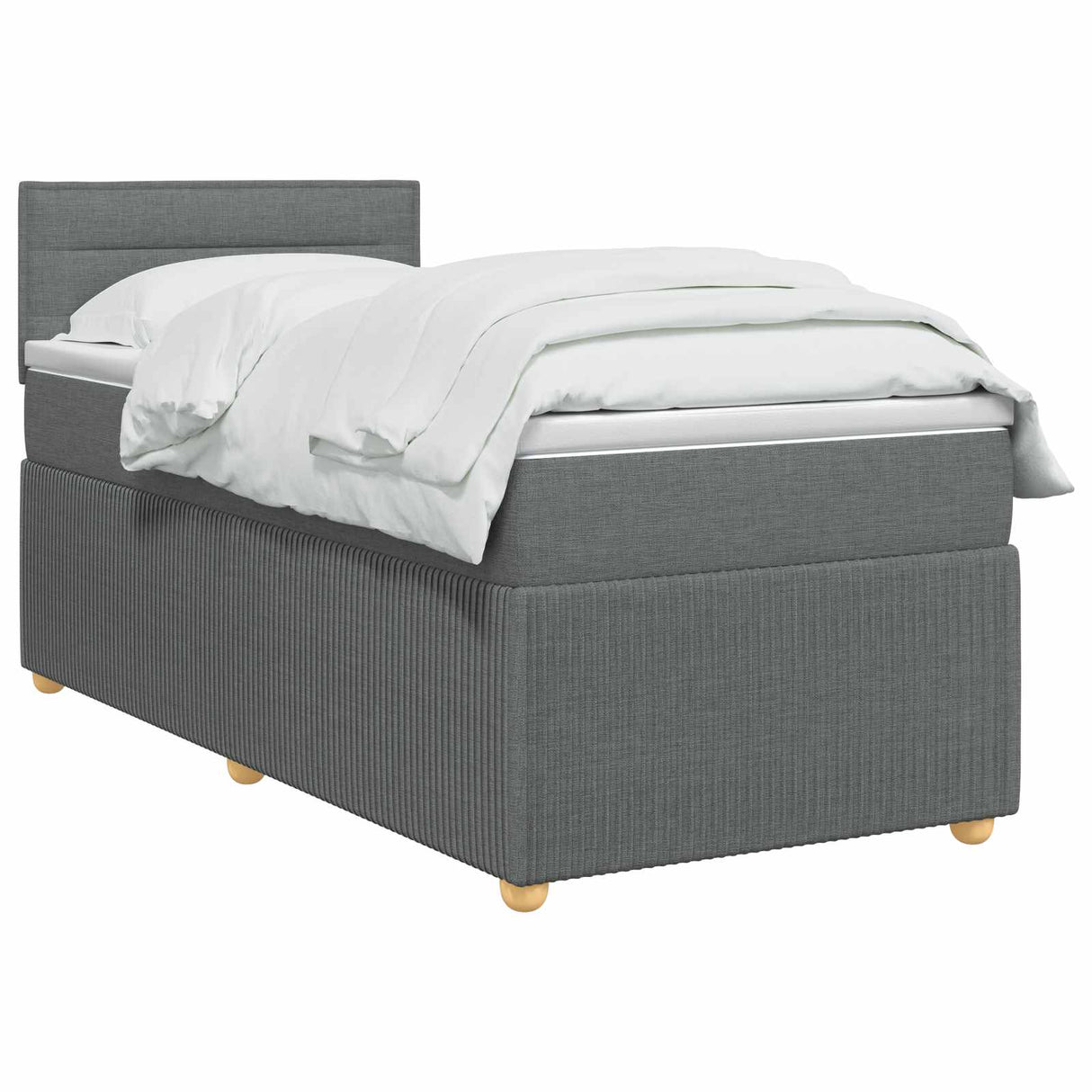 Box Spring Bed with Mattress and LED Dark Grey 107 x 203 cm