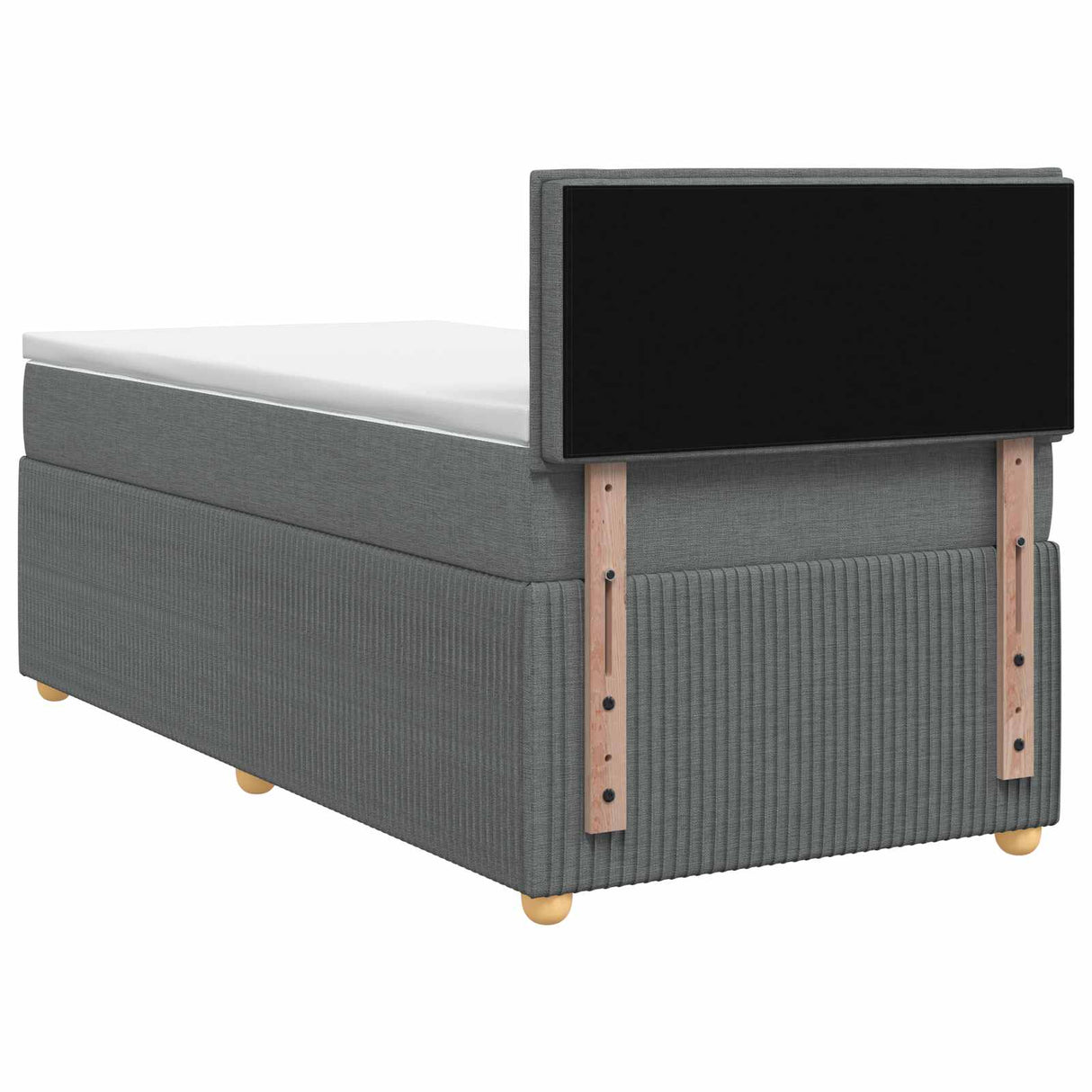 Box Spring Bed with Mattress and LED Dark Grey 107 x 203 cm