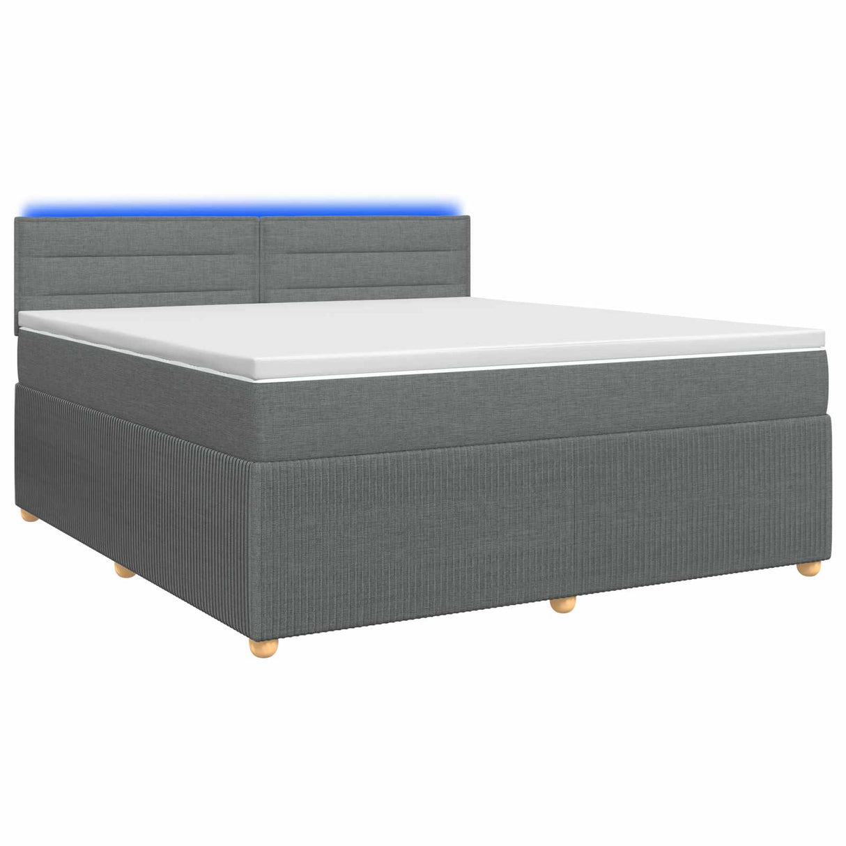 Box Spring Bed with Mattress and LED Dark Grey 140 x 190 cm
