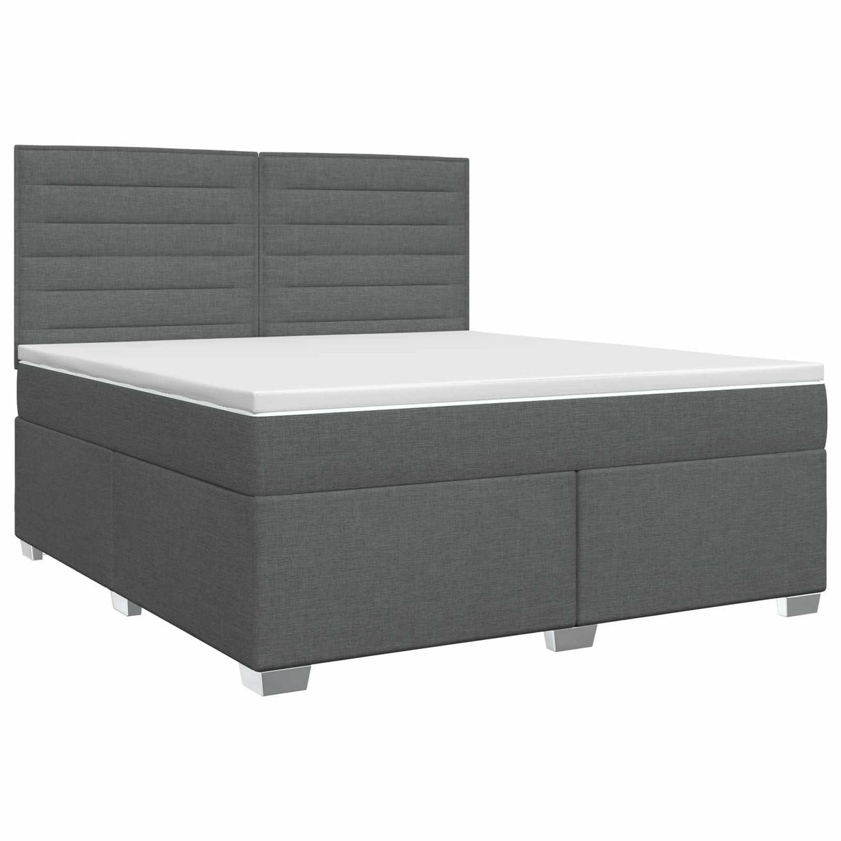 Box Spring Bed with Mattress Dark Grey Double Fabric