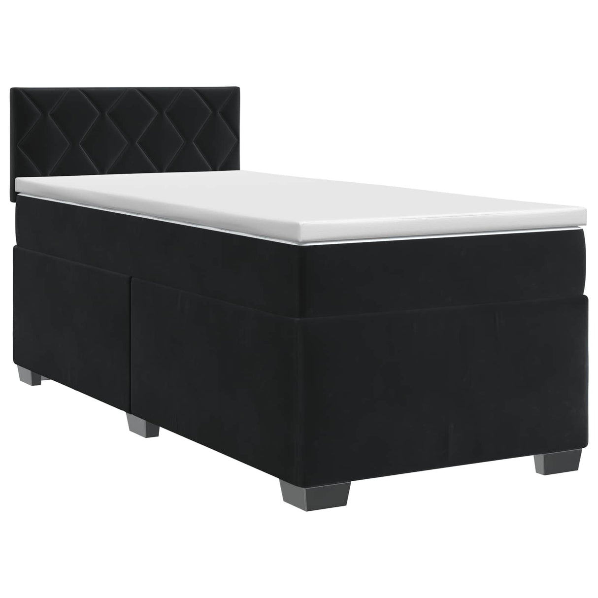Box Spring Bed with Mattress Black 107 x 203 cm Velvet