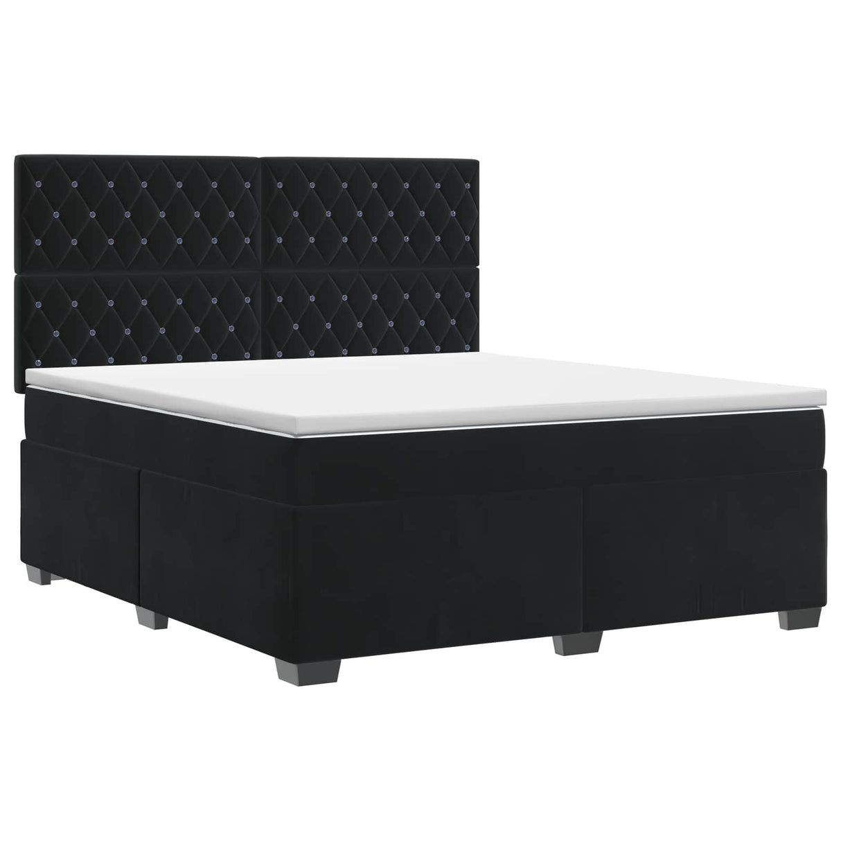 Box Spring Bed with Mattress with Headboard Black Queen Velvet