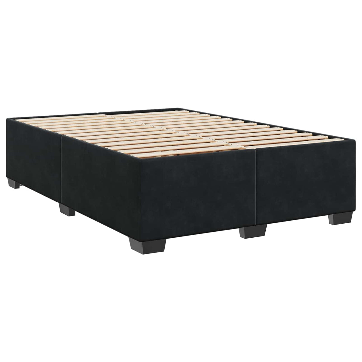 Box Spring Bed with Mattress with Headboard Black Queen Velvet