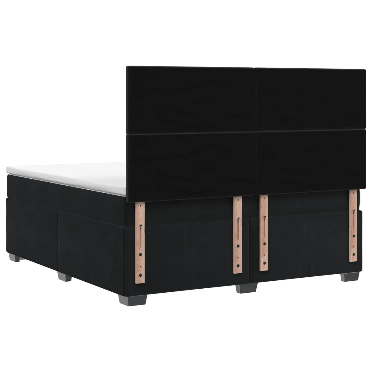 Box Spring Bed with Mattress with Headboard Black Queen Velvet