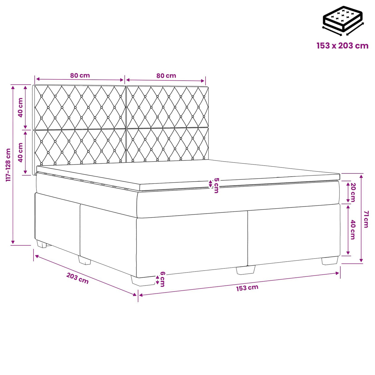Box Spring Bed with Mattress with Headboard Black Queen Velvet