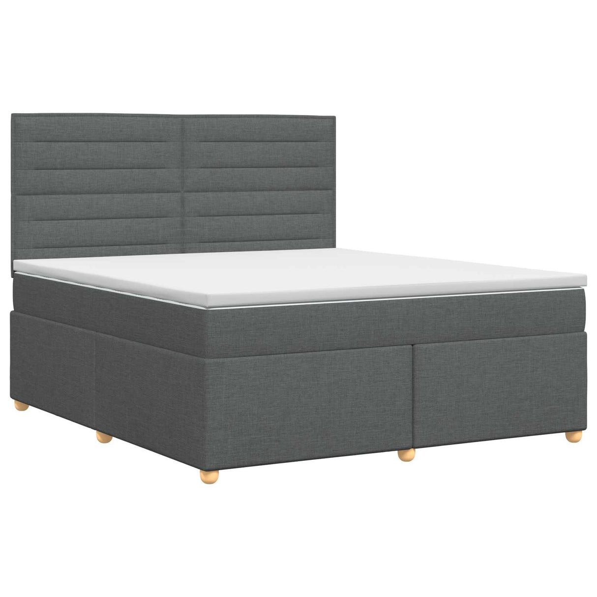 Box Spring Bed with Mattress Dark Grey Double Fabric
