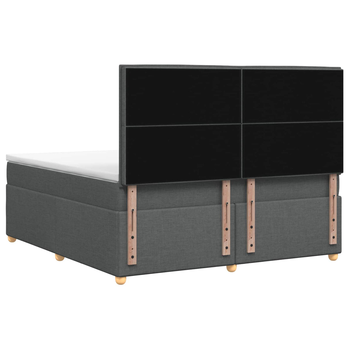 Box Spring Bed with Mattress Dark Grey Double Fabric