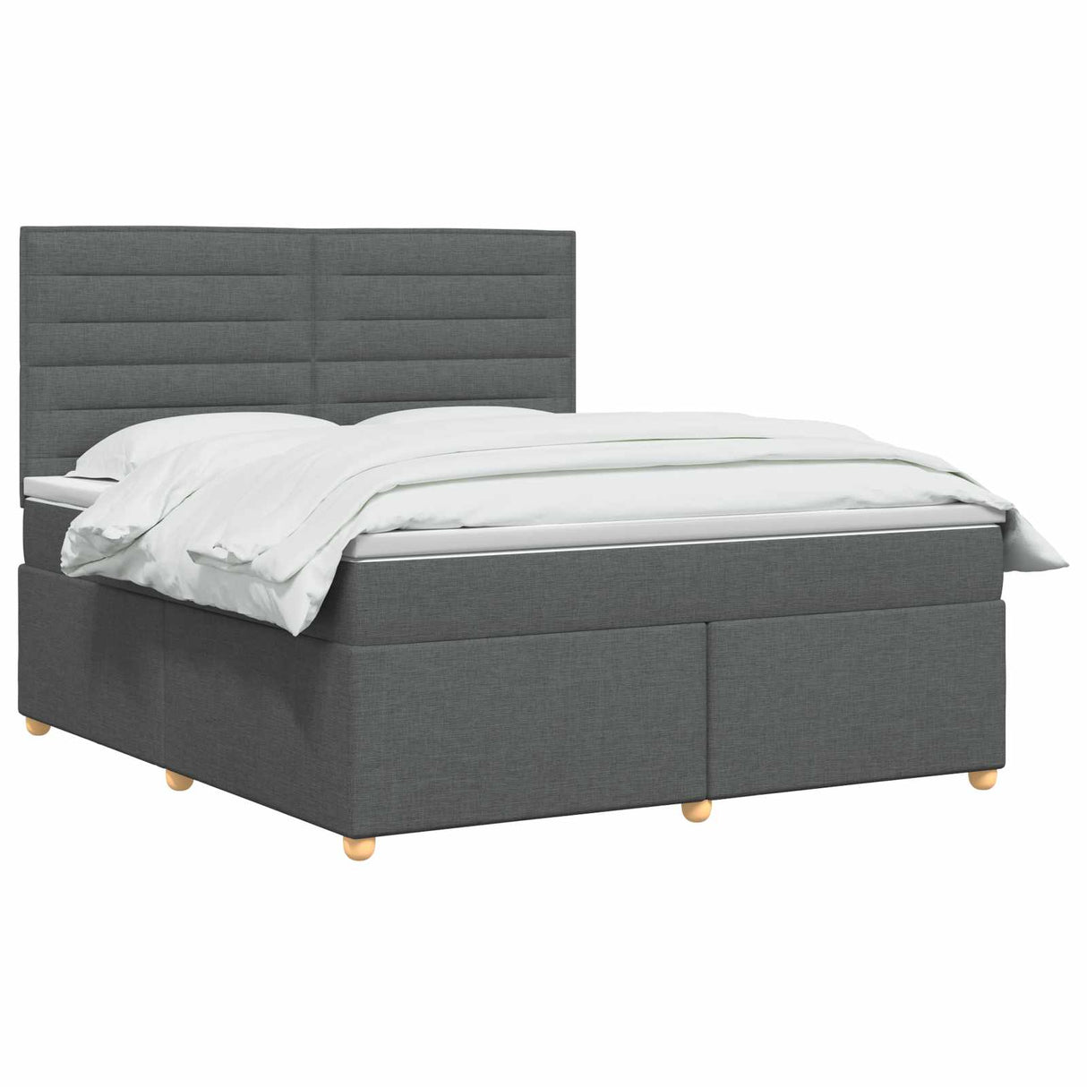 Box Spring Bed with Mattress Dark Grey Double Fabric