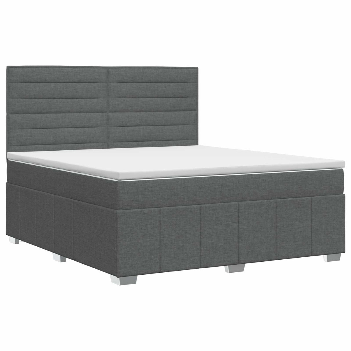 Box Spring Bed with Mattress Dark Grey Double Fabric
