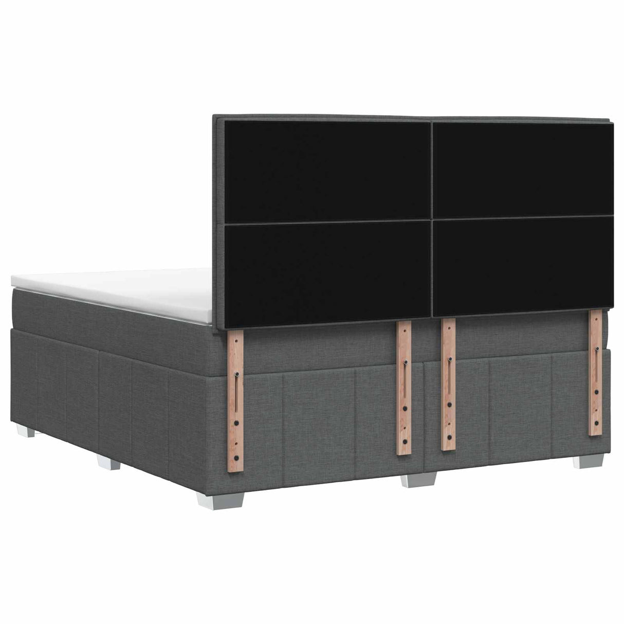 Box Spring Bed with Mattress Dark Grey Double Fabric