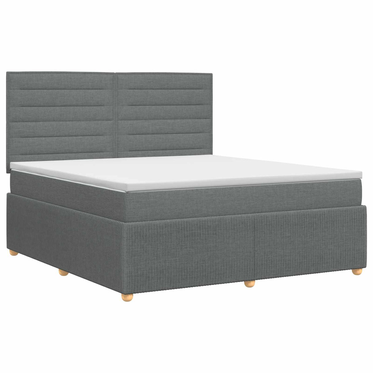 Box Spring Bed with Mattress Dark Grey Double Fabric