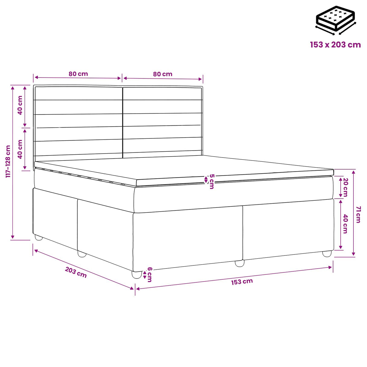 Box Spring Bed with Mattress Dark Grey Queen Fabric
