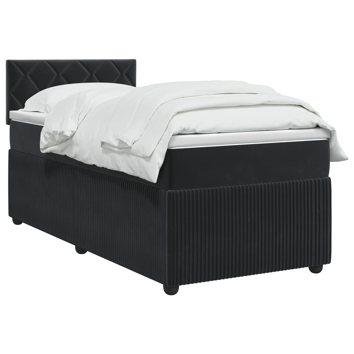 Box Spring Bed with Mattress Black 107 x 203 cm Velvet
