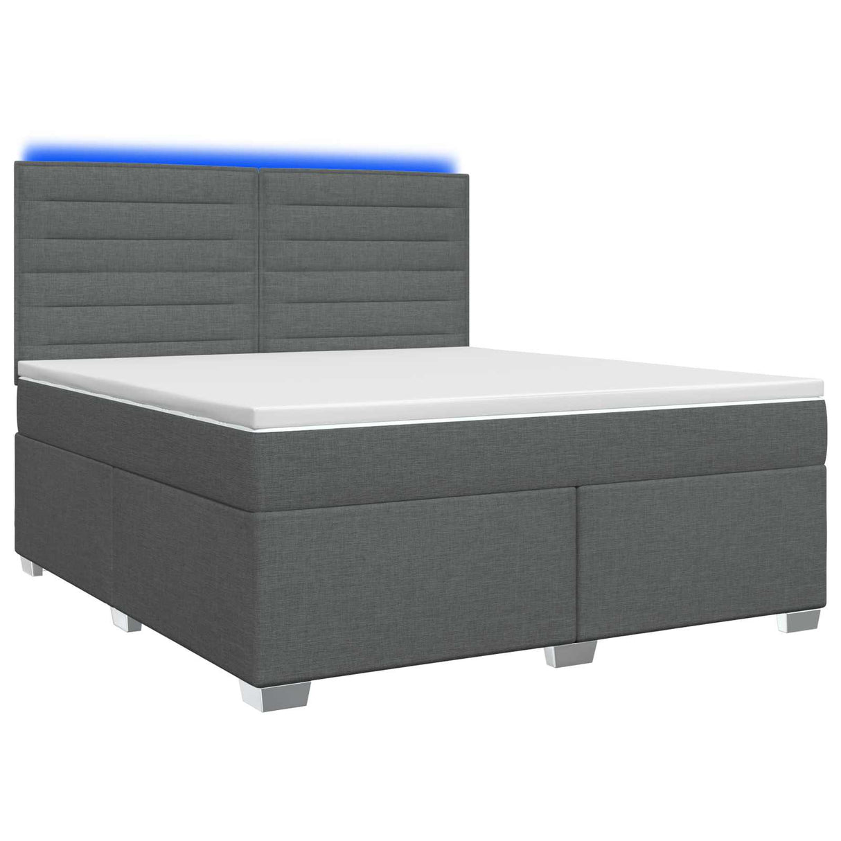Box Spring Bed with Mattress and LED Dark Grey 137 x 190 cm