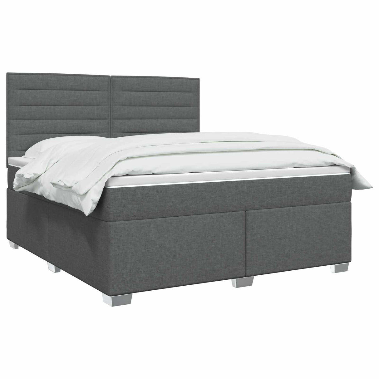 Box Spring Bed with Mattress and LED Dark Grey 137 x 190 cm