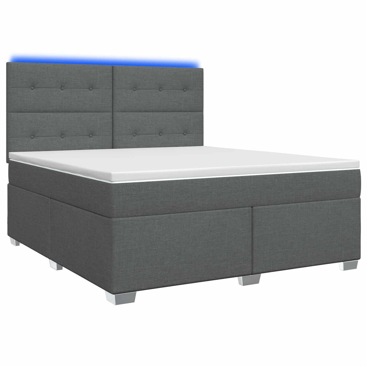 Box Spring Bed with Mattress and LED Dark Grey 137 x 190 cm