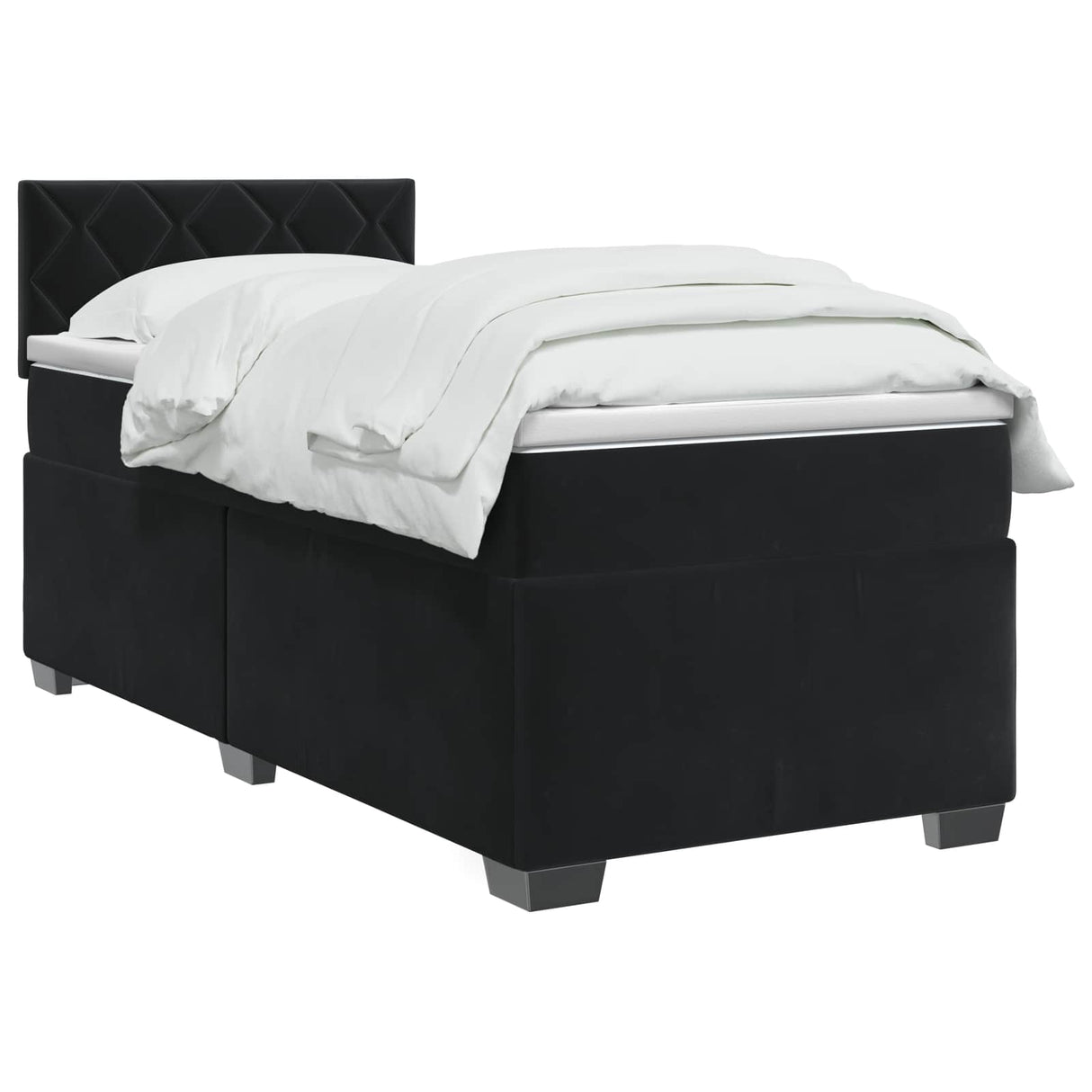 Box Spring Bed with Mattress and LED with Headboard Velvet