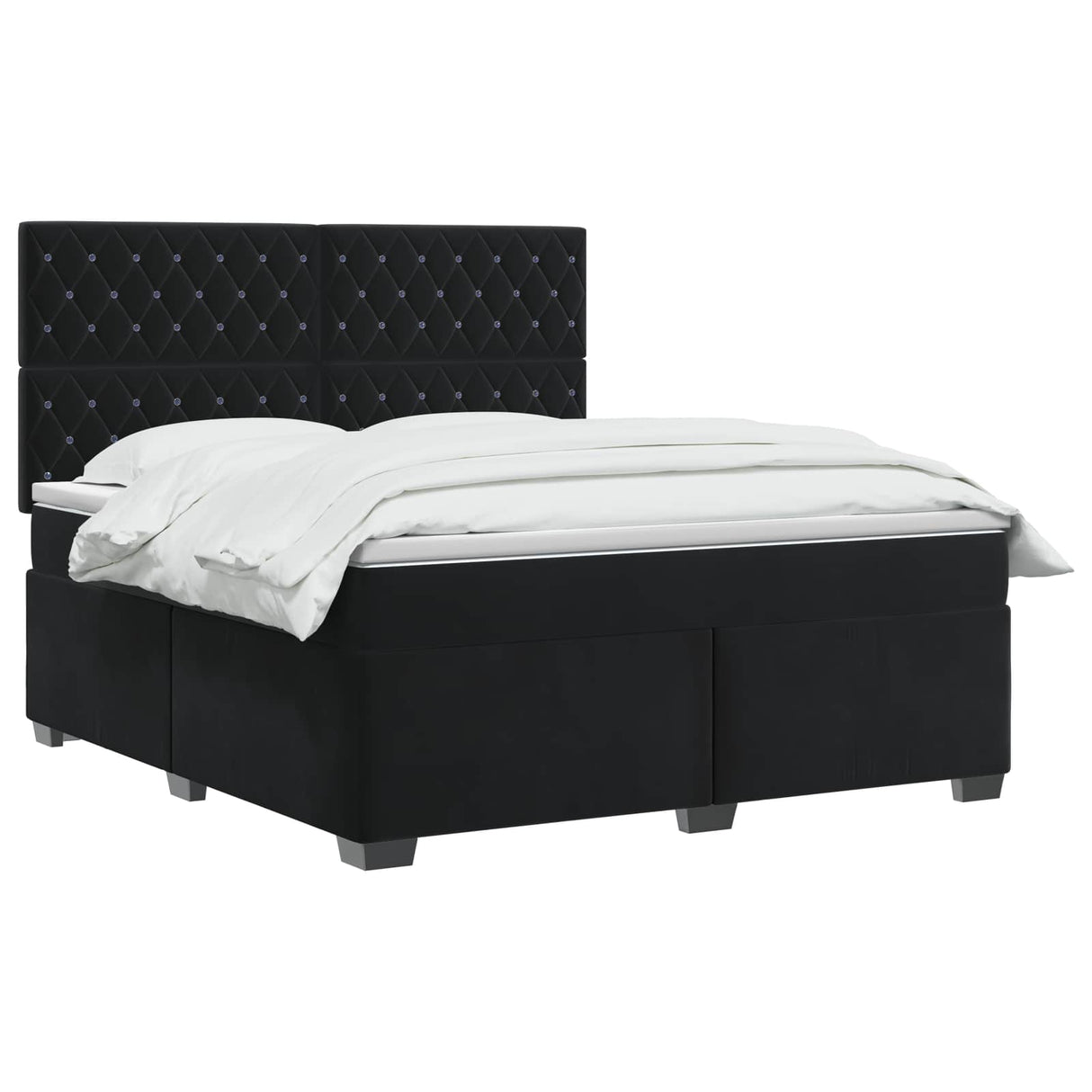 Box Spring Bed with Mattress and LED Black 153 x 203 cm Velvet