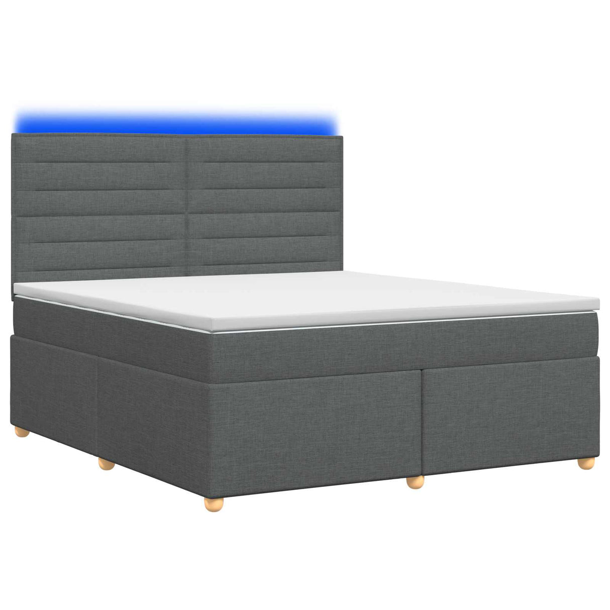 LED Box Spring Bed with Mattress Dark Grey 140 x 190 cm Fabric
