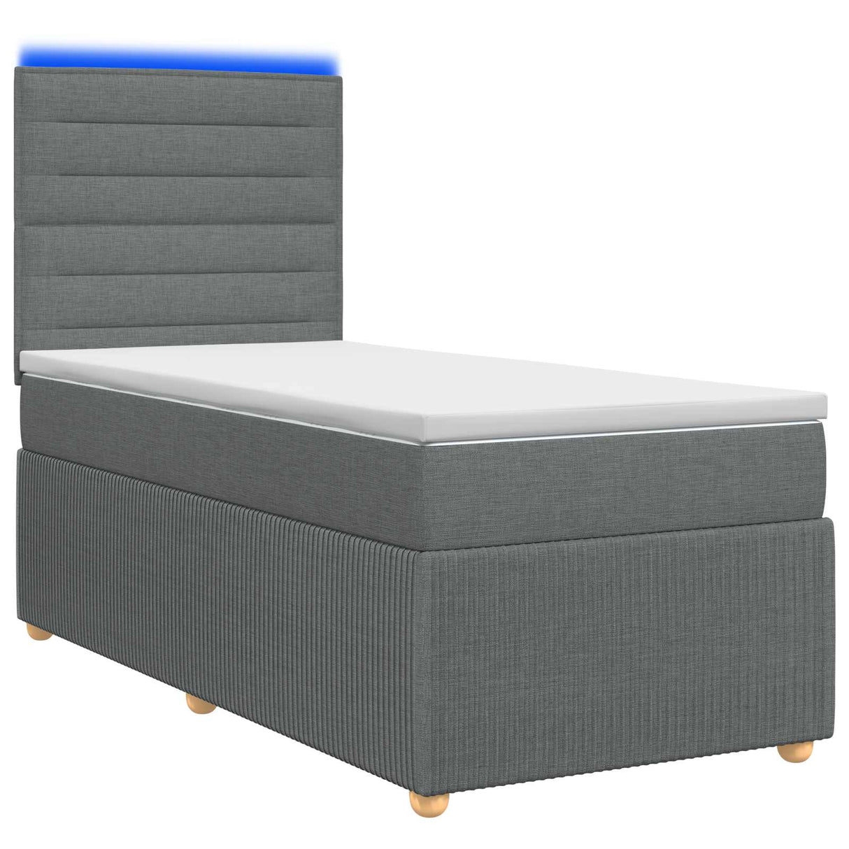 LED Box Spring Bed with Mattress Dark Grey 140 x 190 cm Fabric