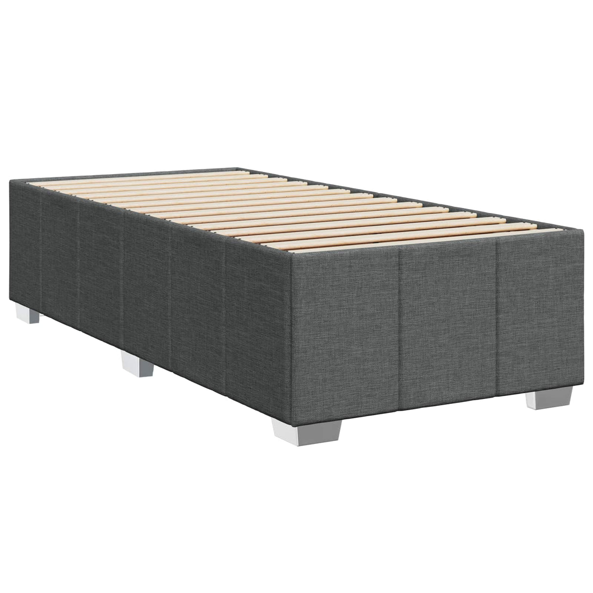 LED Box Spring Bed with Mattress Dark Grey 140 x 190 cm Fabric