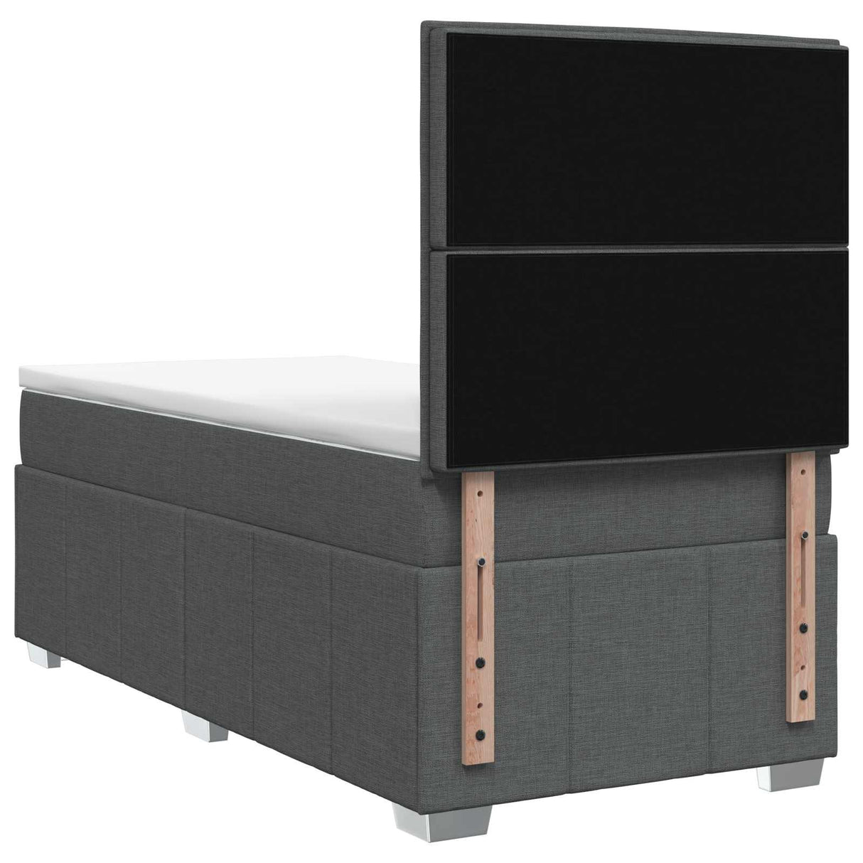 LED Box Spring Bed with Mattress Dark Grey 140 x 190 cm Fabric