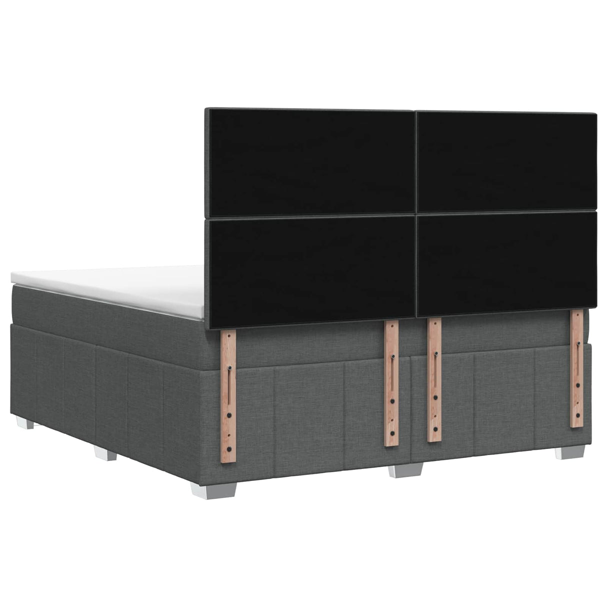 LED Box Spring Bed with Mattress Dark Grey 160 x 200 cm Fabric