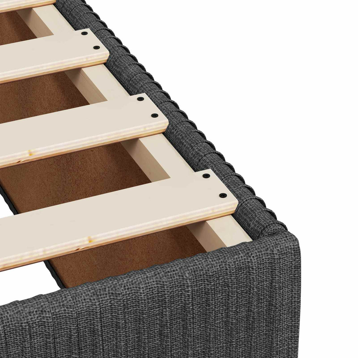LED Box Spring Bed with Mattress Dark Grey 140 x 190 cm Fabric