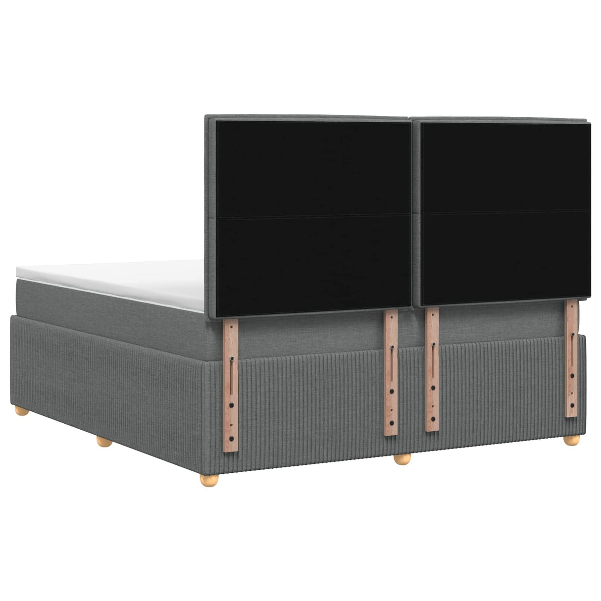 LED Box Spring Bed with Mattress Dark Grey 140 x 190 cm Fabric