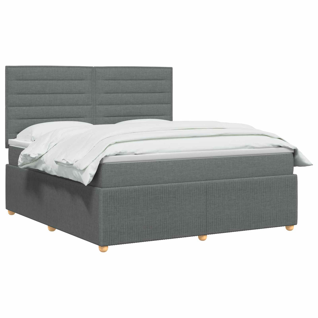 LED Box Spring Bed with Mattress Dark Grey 140 x 190 cm Fabric