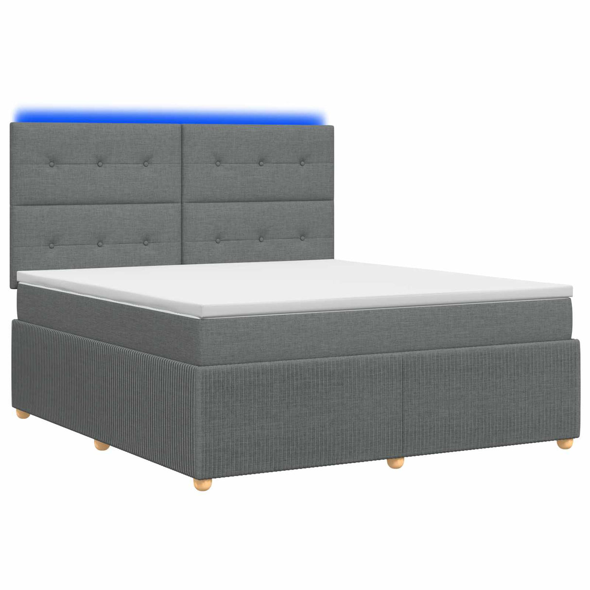 LED Box Spring Bed with Mattress Dark Grey 140 x 190 cm Fabric