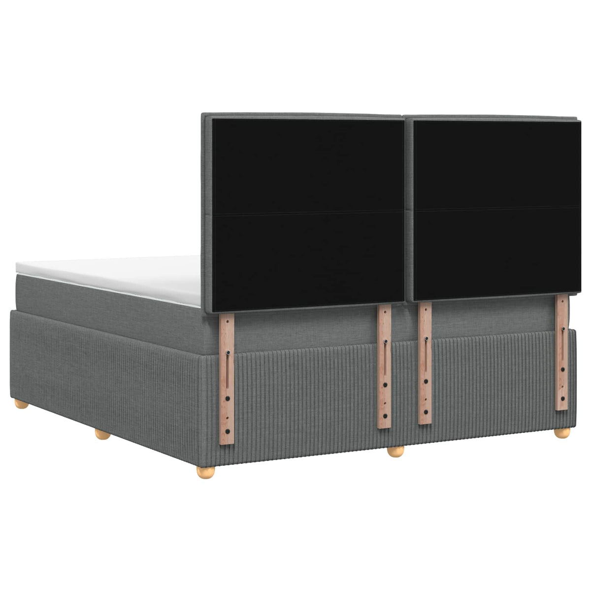 LED Box Spring Bed with Mattress Dark Grey 160 x 200 cm Fabric