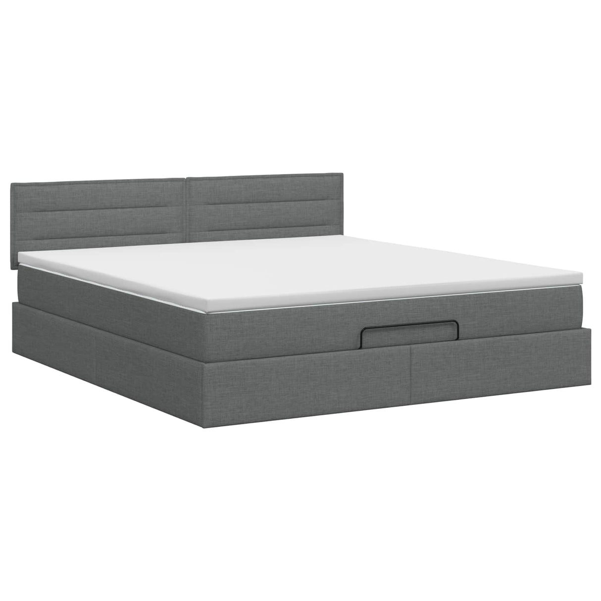 Ottoman Bed with Mattress Dark Grey 137 x 190 cm Fabric