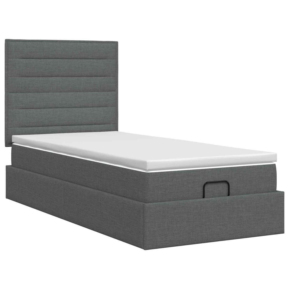 Ottoman Bed with Mattress Dark Grey 107 x 203 cm Fabric