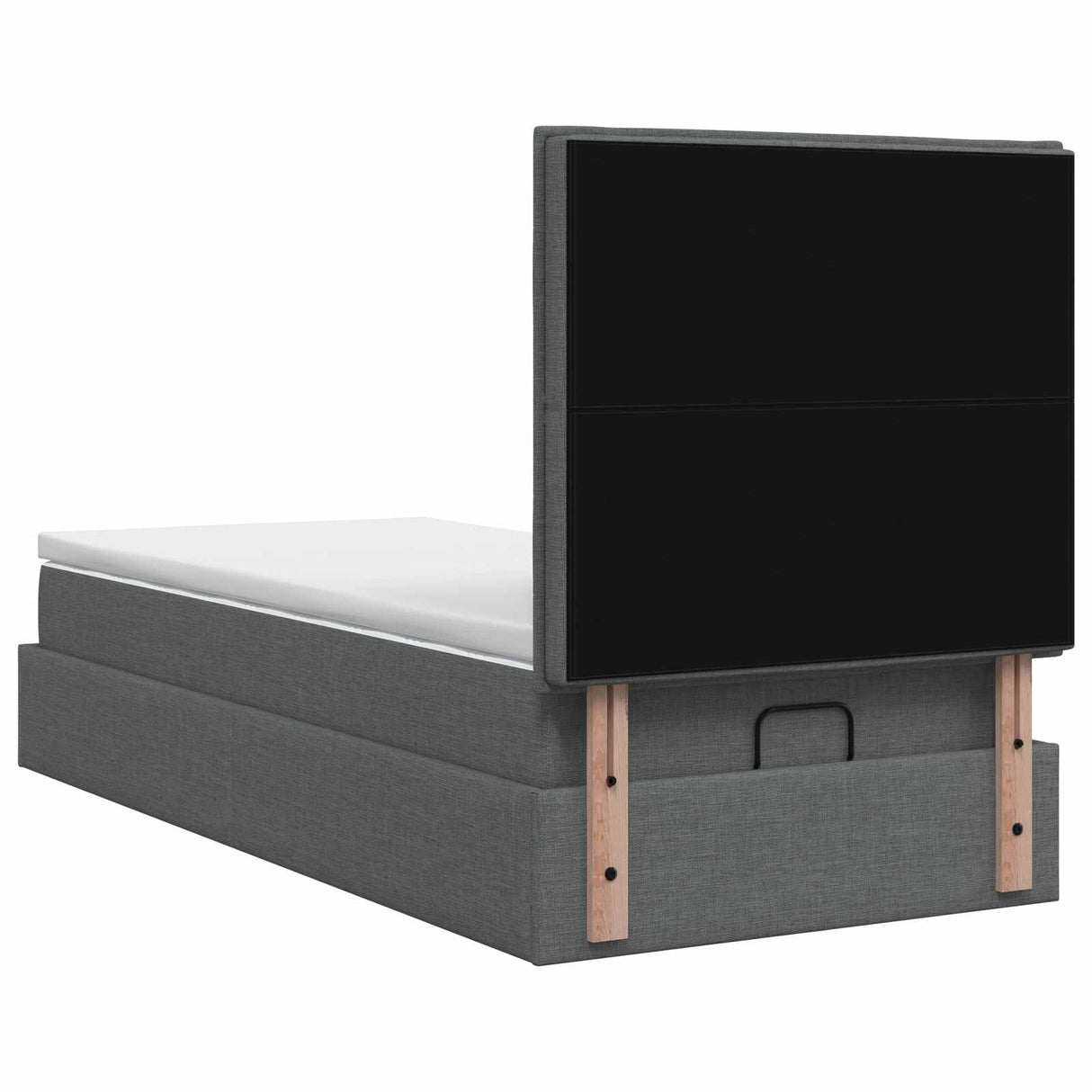Ottoman Bed with Mattress Dark Grey 107 x 203 cm Fabric