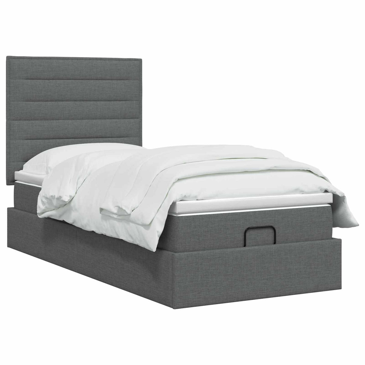 Ottoman Bed with Mattress Dark Grey 107 x 203 cm Fabric