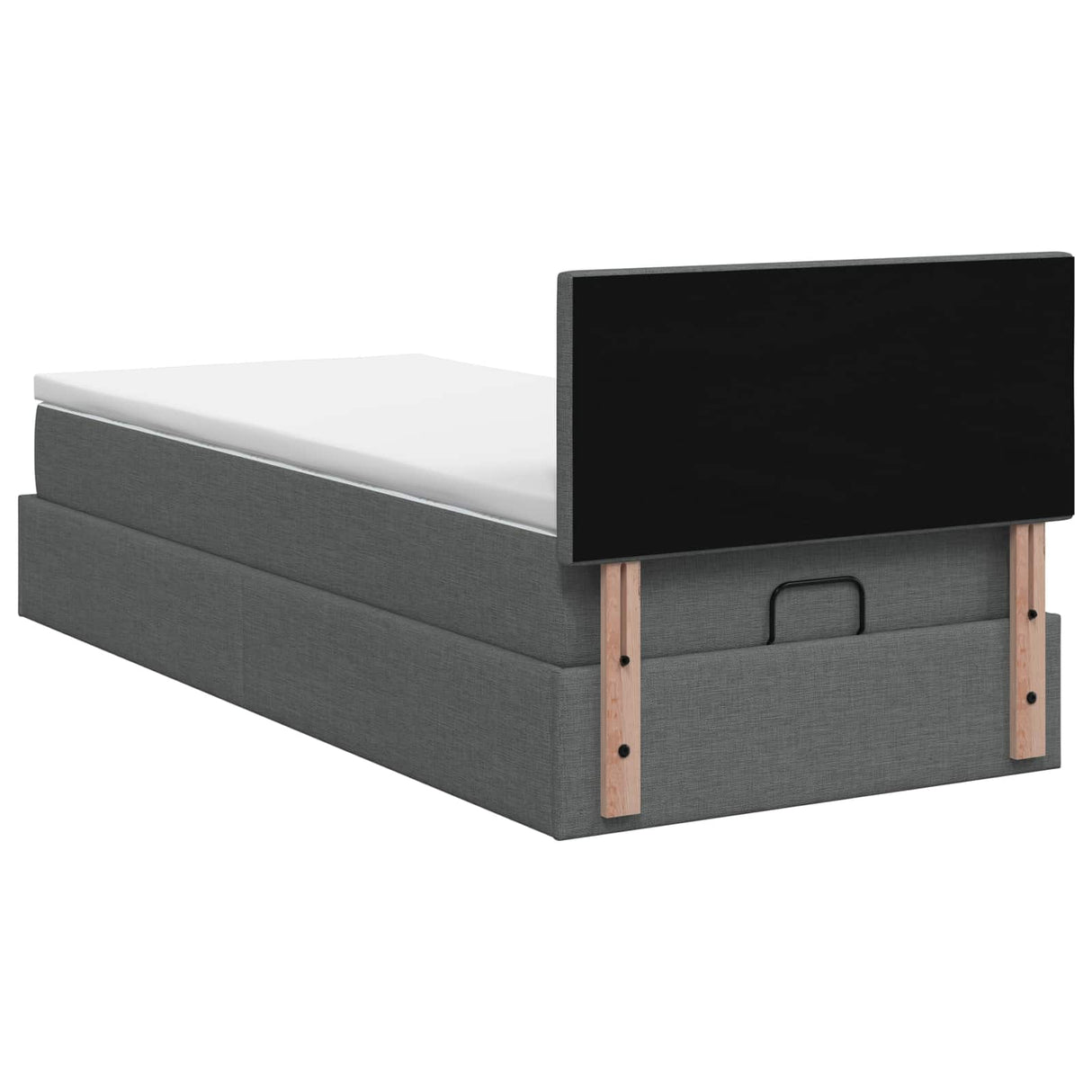 Ottoman Bed with Mattress Dark Grey 107 x 203 cm Fabric