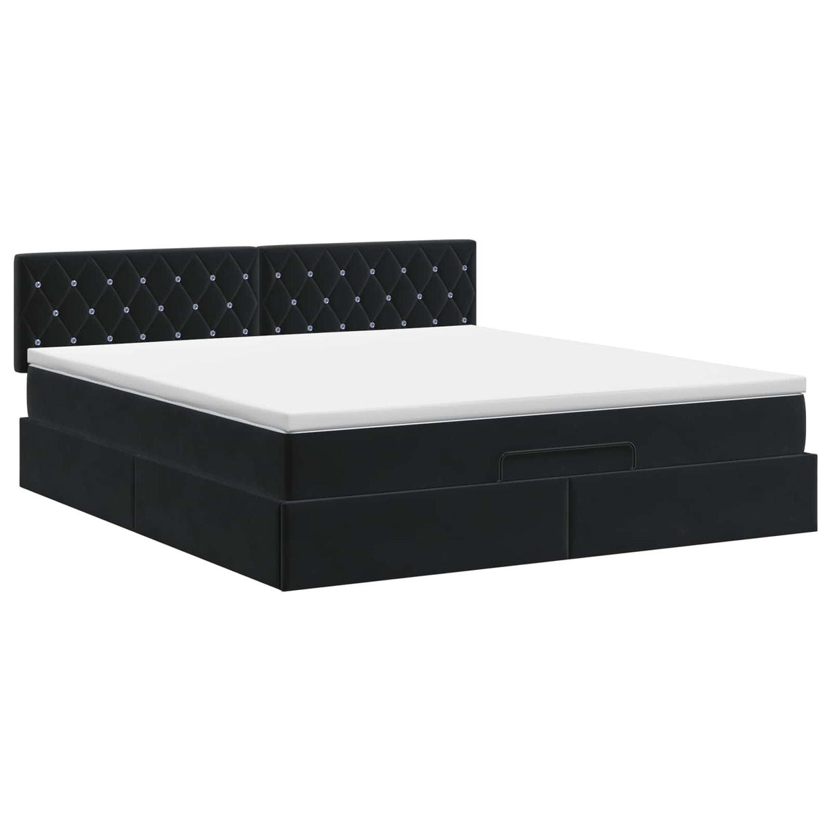 Ottoman Bed with Mattress Black 152 x 203 cm Velvet