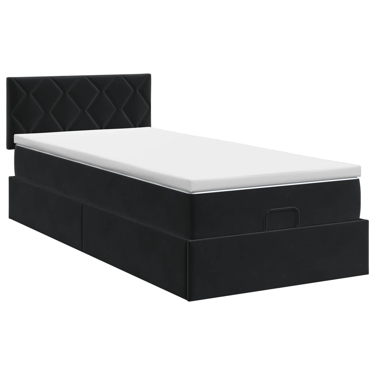 Ottoman Bed with Mattress Black 100 x 200 cm Velvet