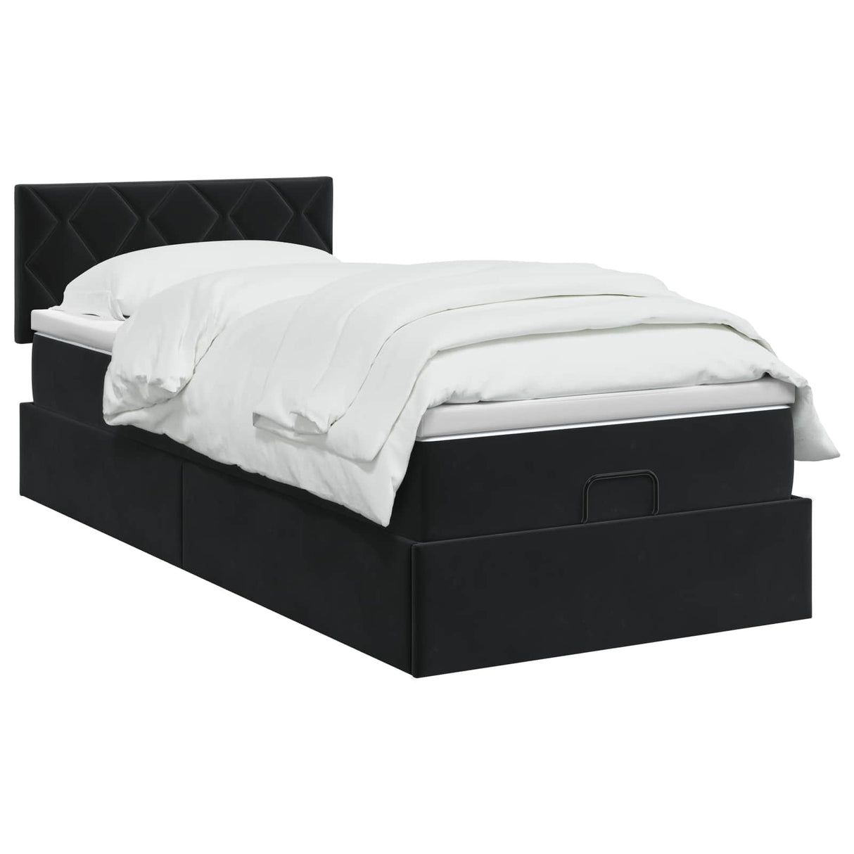 Ottoman Bed with Mattress Black 100 x 200 cm Velvet