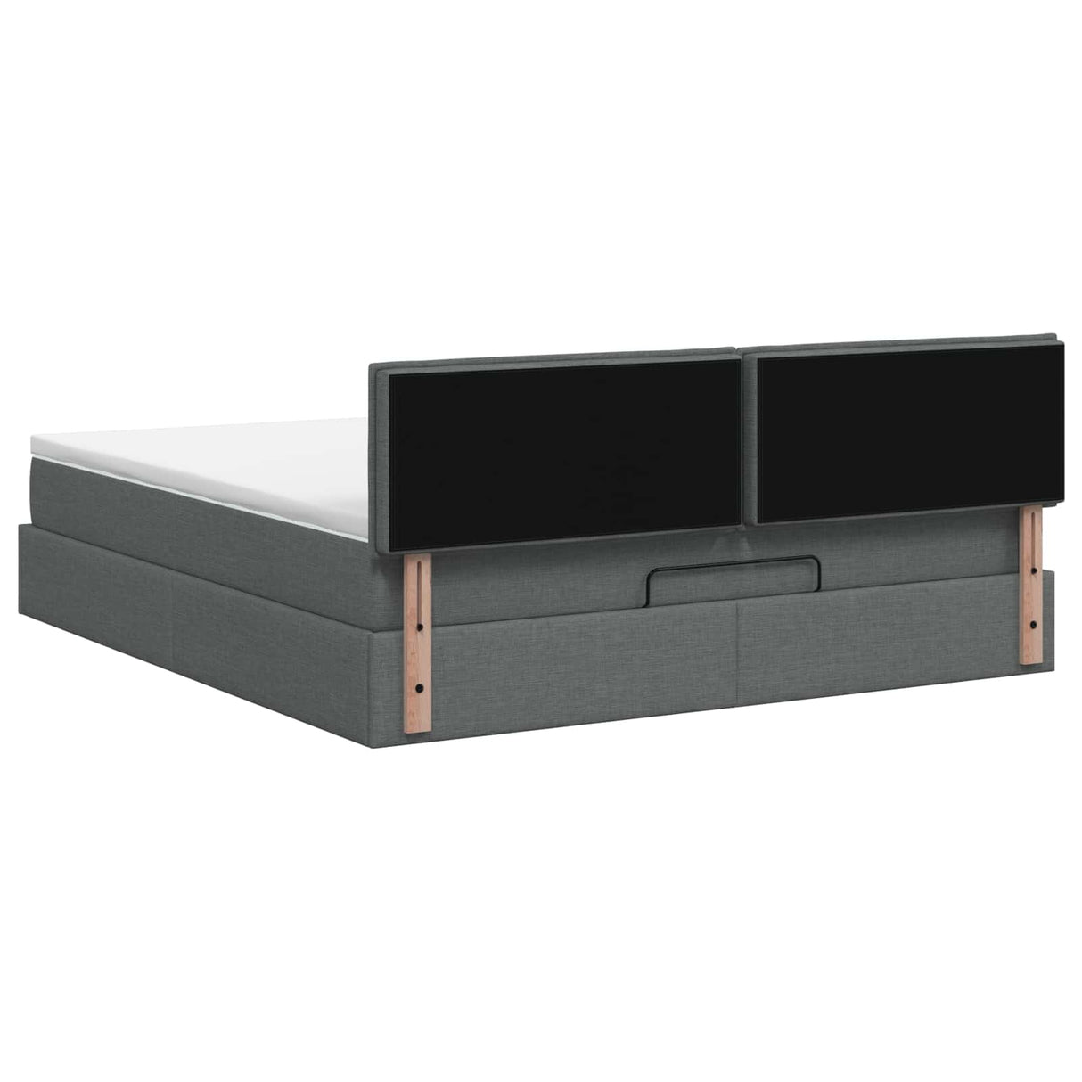 Ottoman Bed with Mattress and LED Dark Grey Queen Fabric