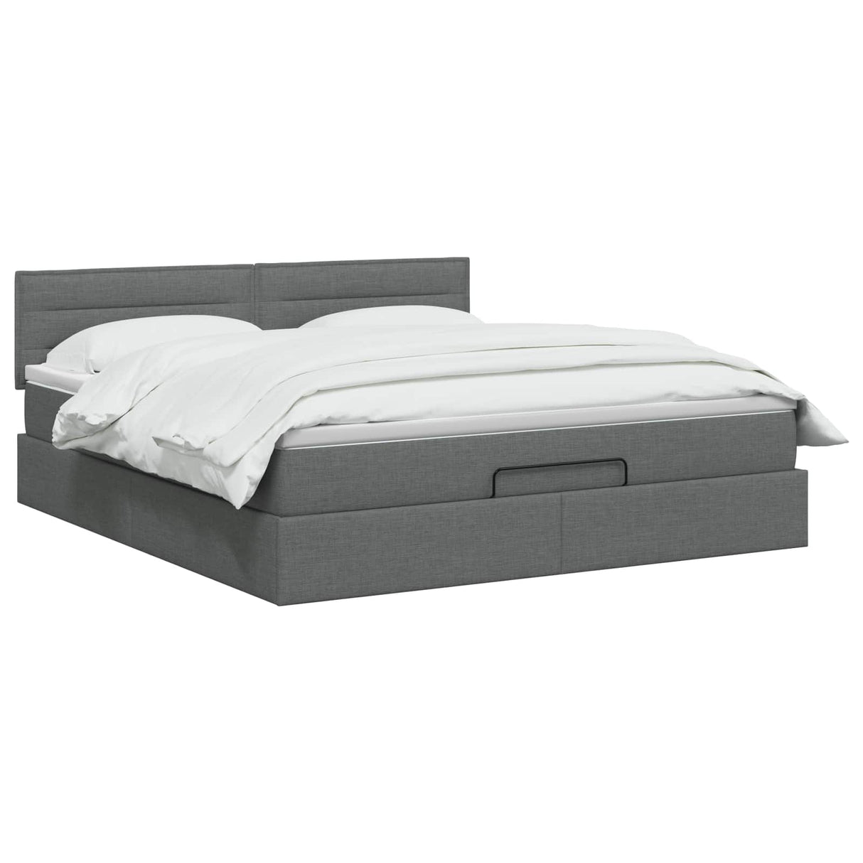 Ottoman Bed with Mattress and LED Dark Grey Queen Fabric