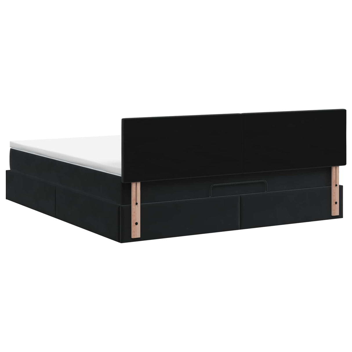 Ottoman Bed with Mattress and LED Black Queen Velvet