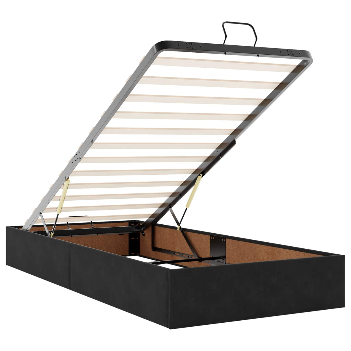 Ottoman Bed with Mattress and LED Black King Single Velvet
