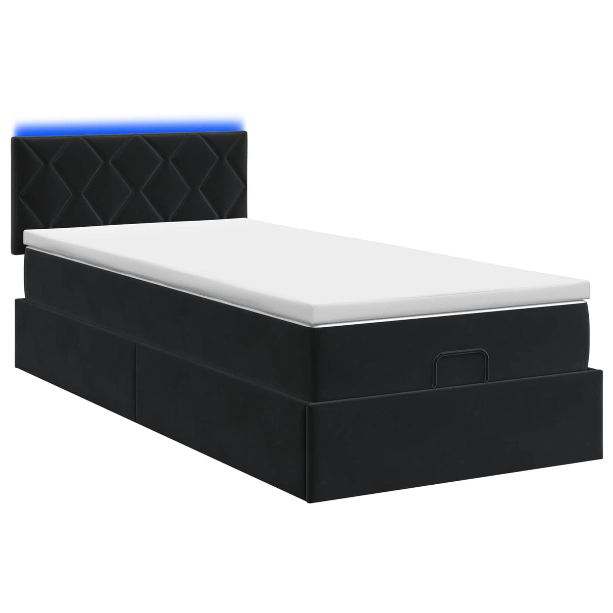 Ottoman Bed with Mattress and LED Black King Single Velvet