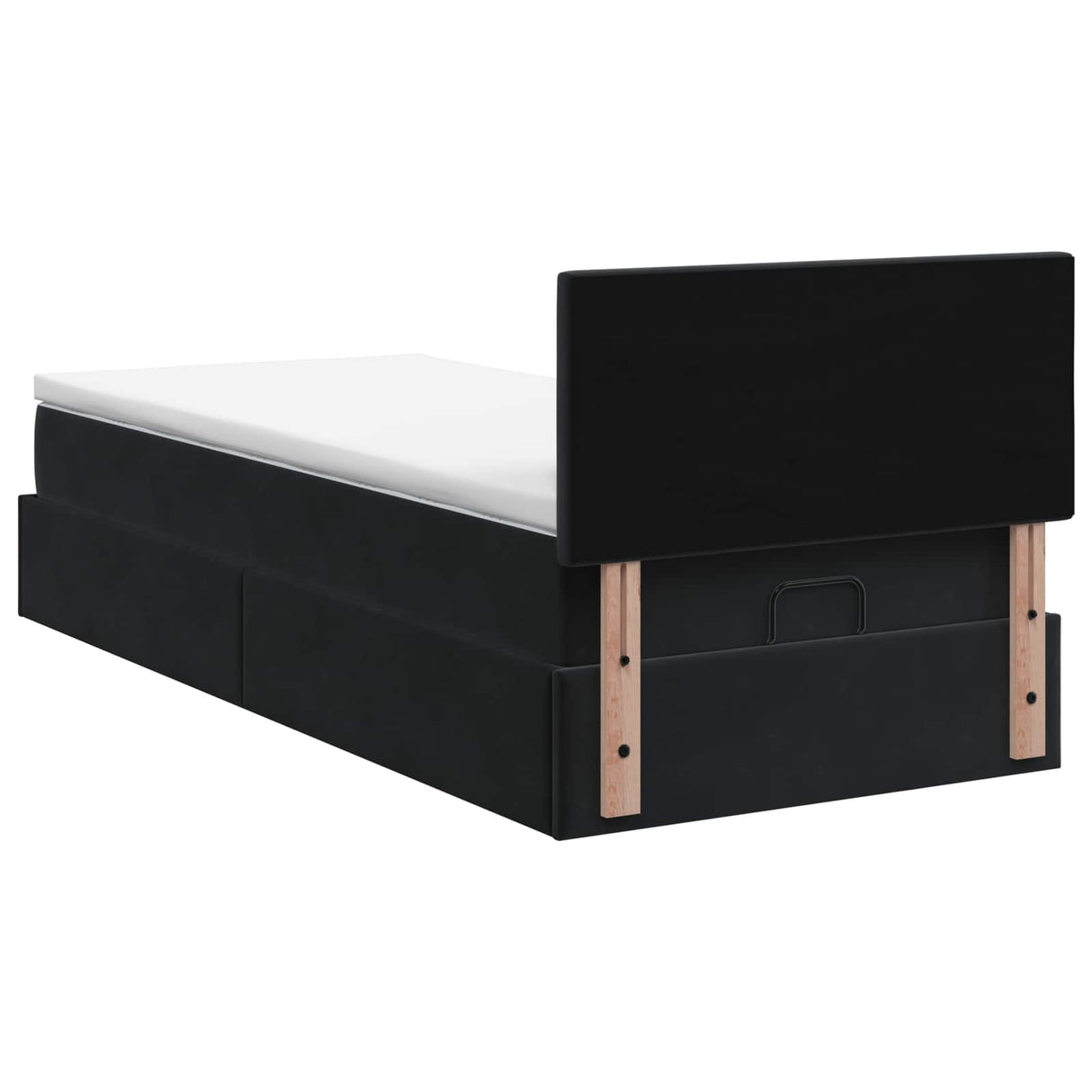 Ottoman Bed with Mattress and LED Black King Single Velvet