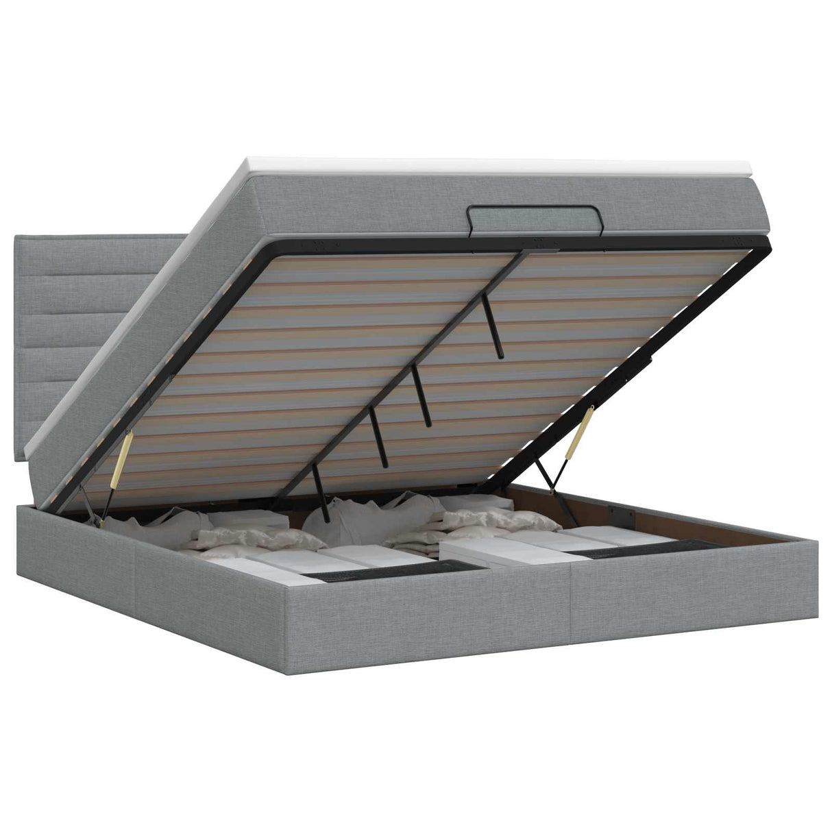 Ottoman Bed with Mattress Dark Grey 137 x 190 cm Fabric