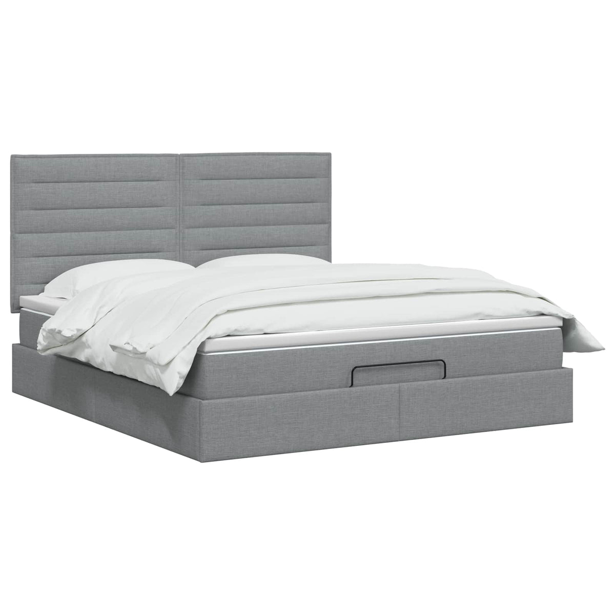 Ottoman Bed with Mattress Dark Grey 137 x 190 cm Fabric